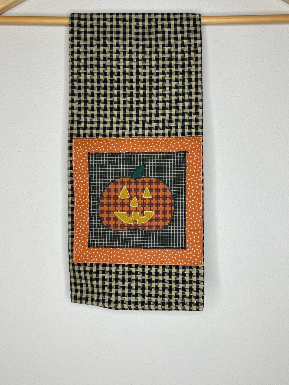 Sonoma 100% Cotton Black & Cream Gingham Kitchen Towel Halloween Theme